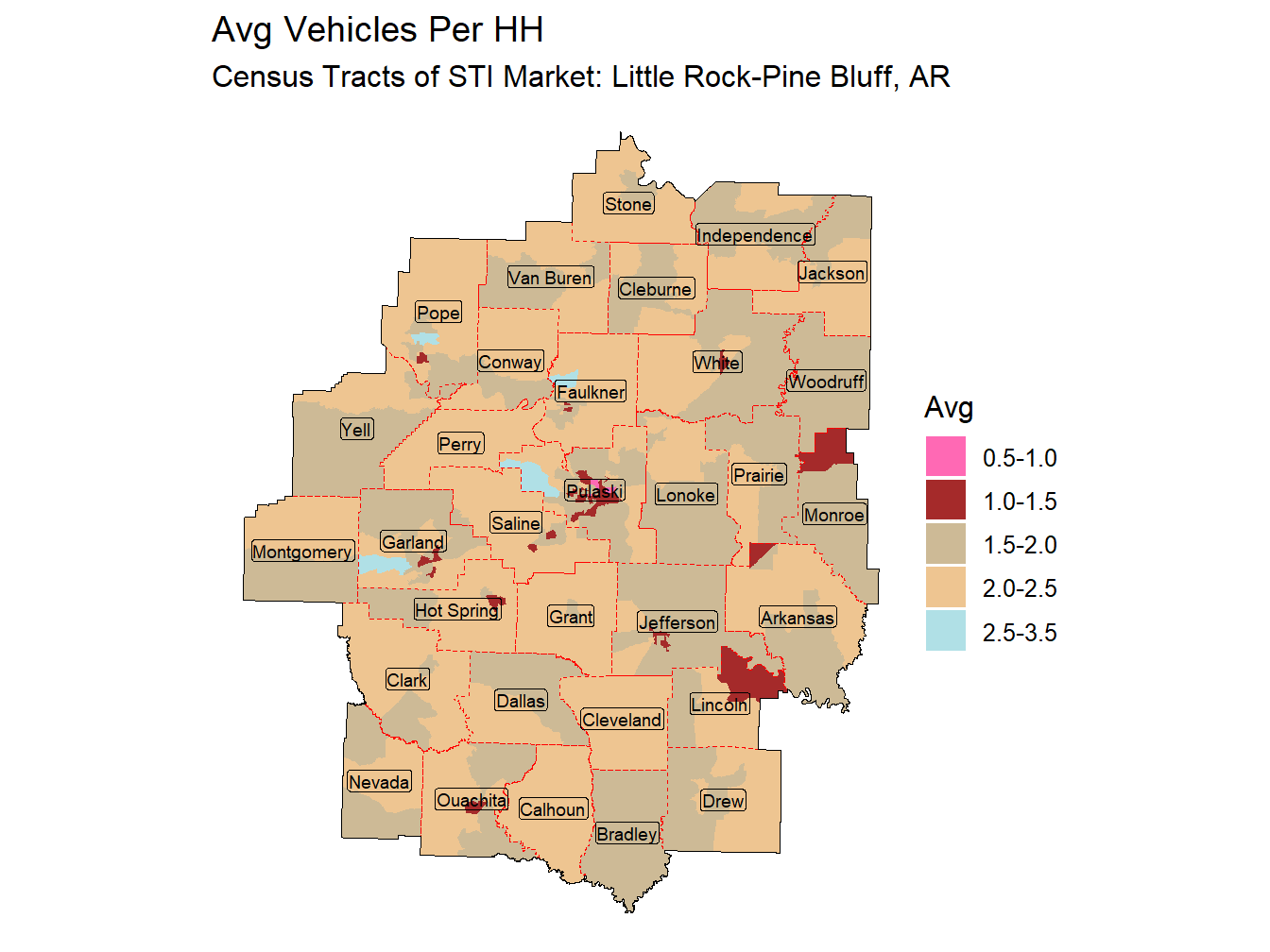 Avg Vehicles Per HH Thematic