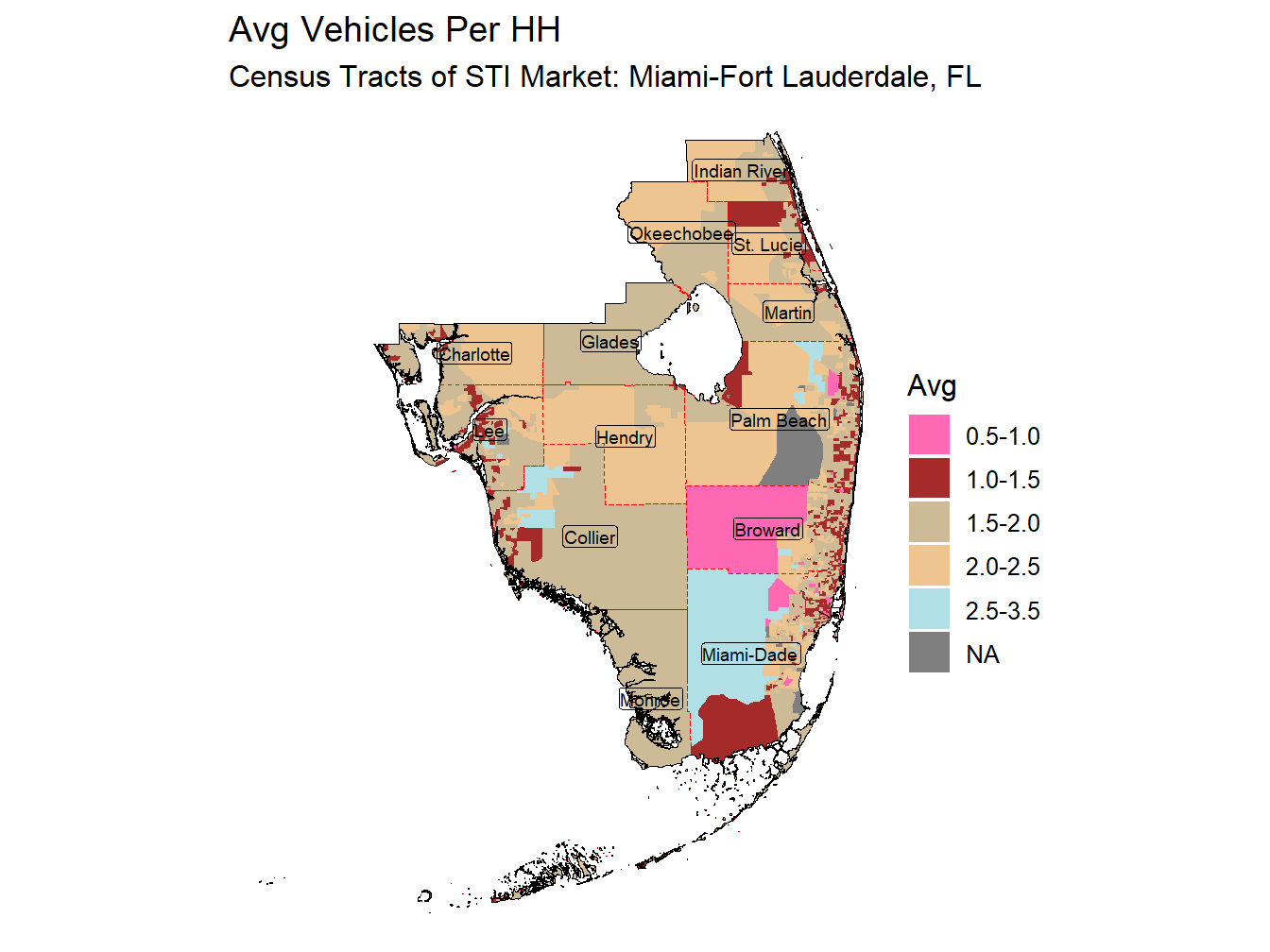 Avg Vehicles Per HH Thematic