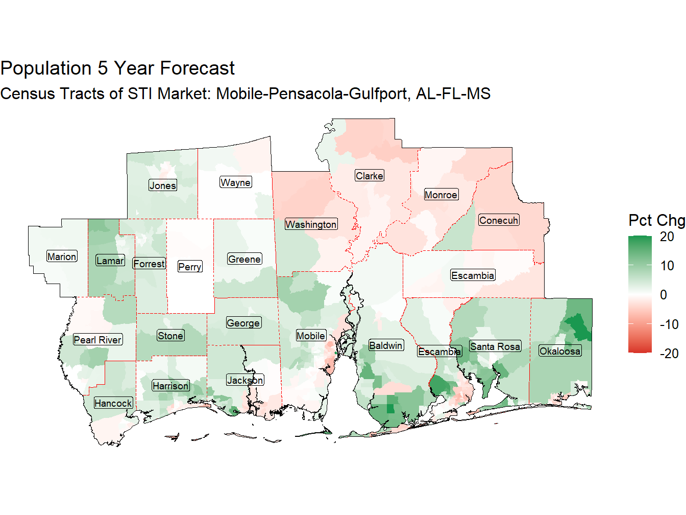 5 Year Percentage Change Thematic