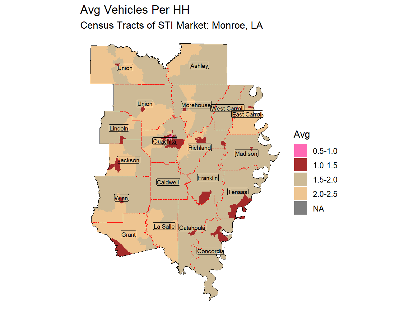 Avg Vehicles Per HH Thematic