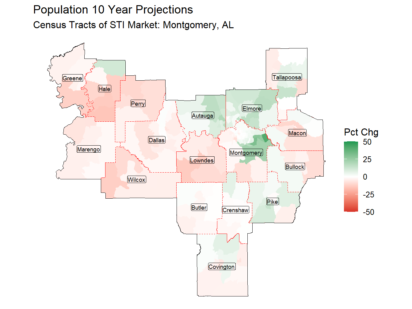 10 Year Percentage Change Thematic