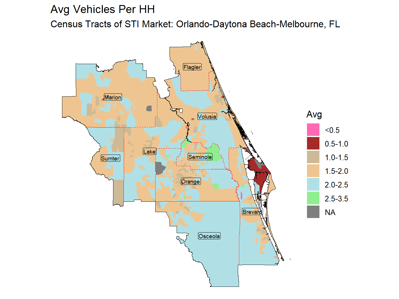 Avg Vehicles Per HH Thematic