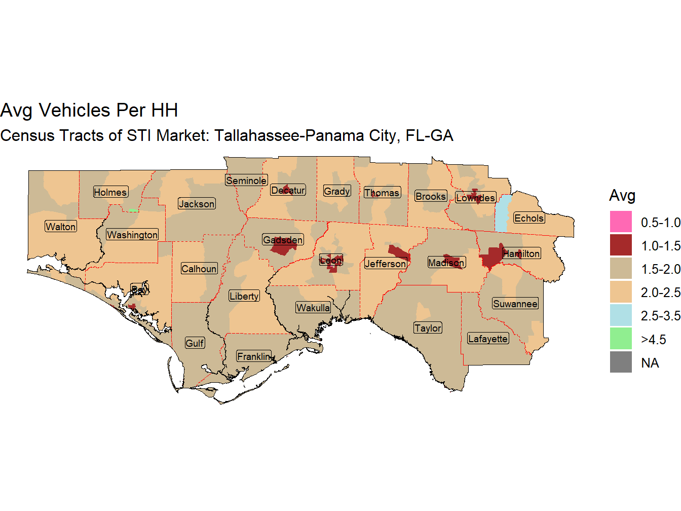 Avg Vehicles Per HH Thematic