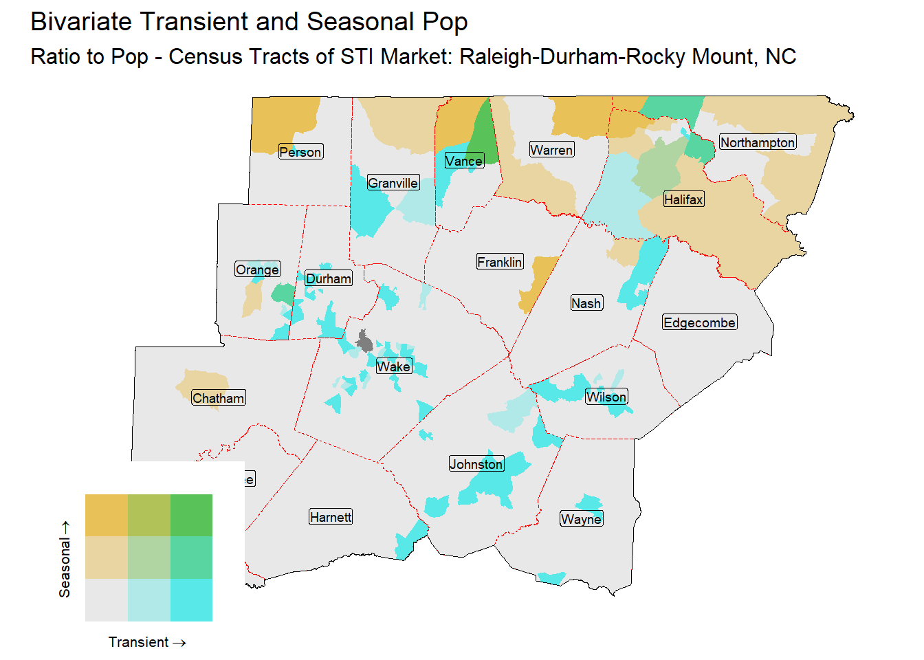 Bivariate Tematic of Seasonal & Transient Pop - Census Tract