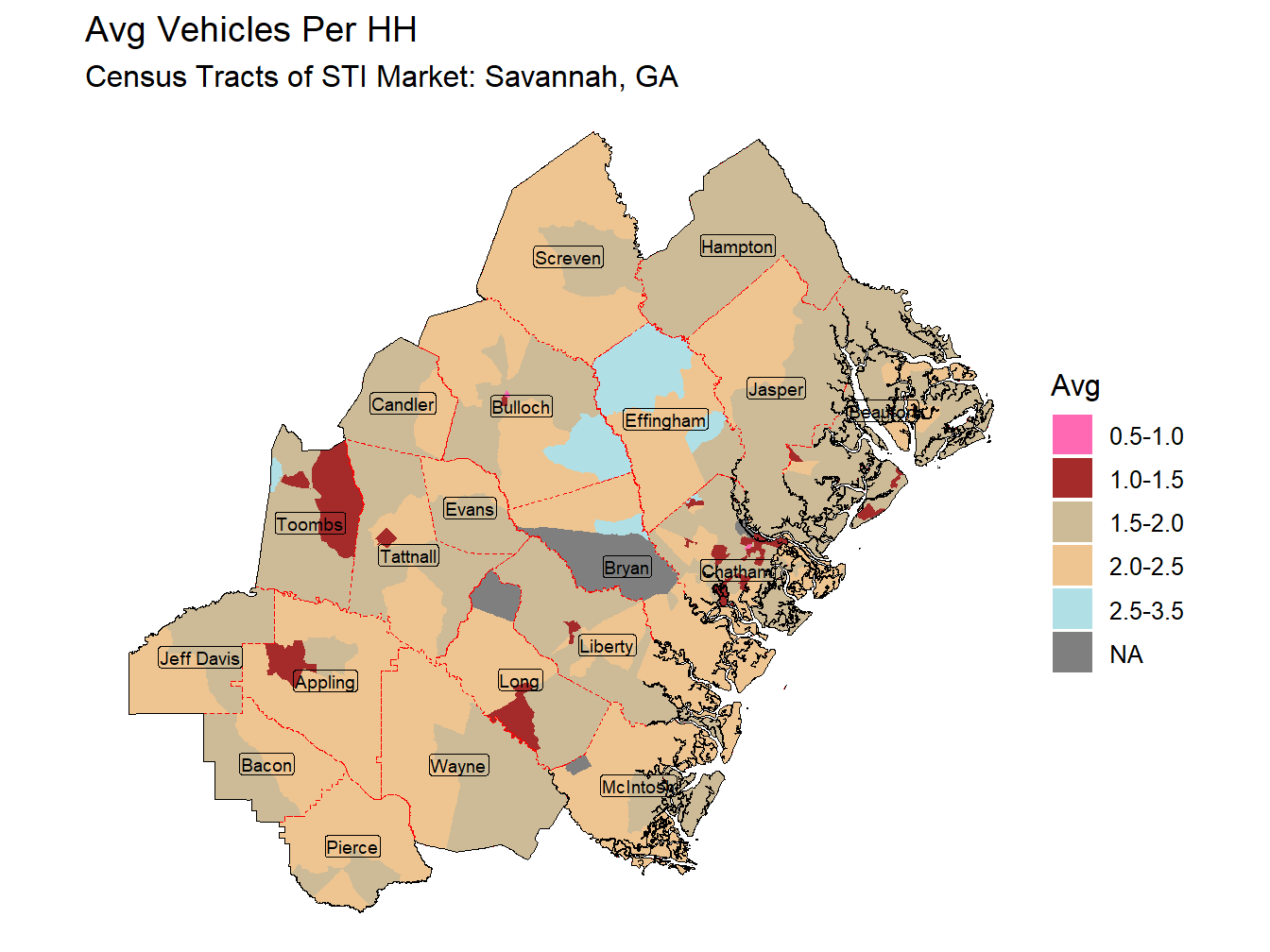 Avg Vehicles Per HH Thematic