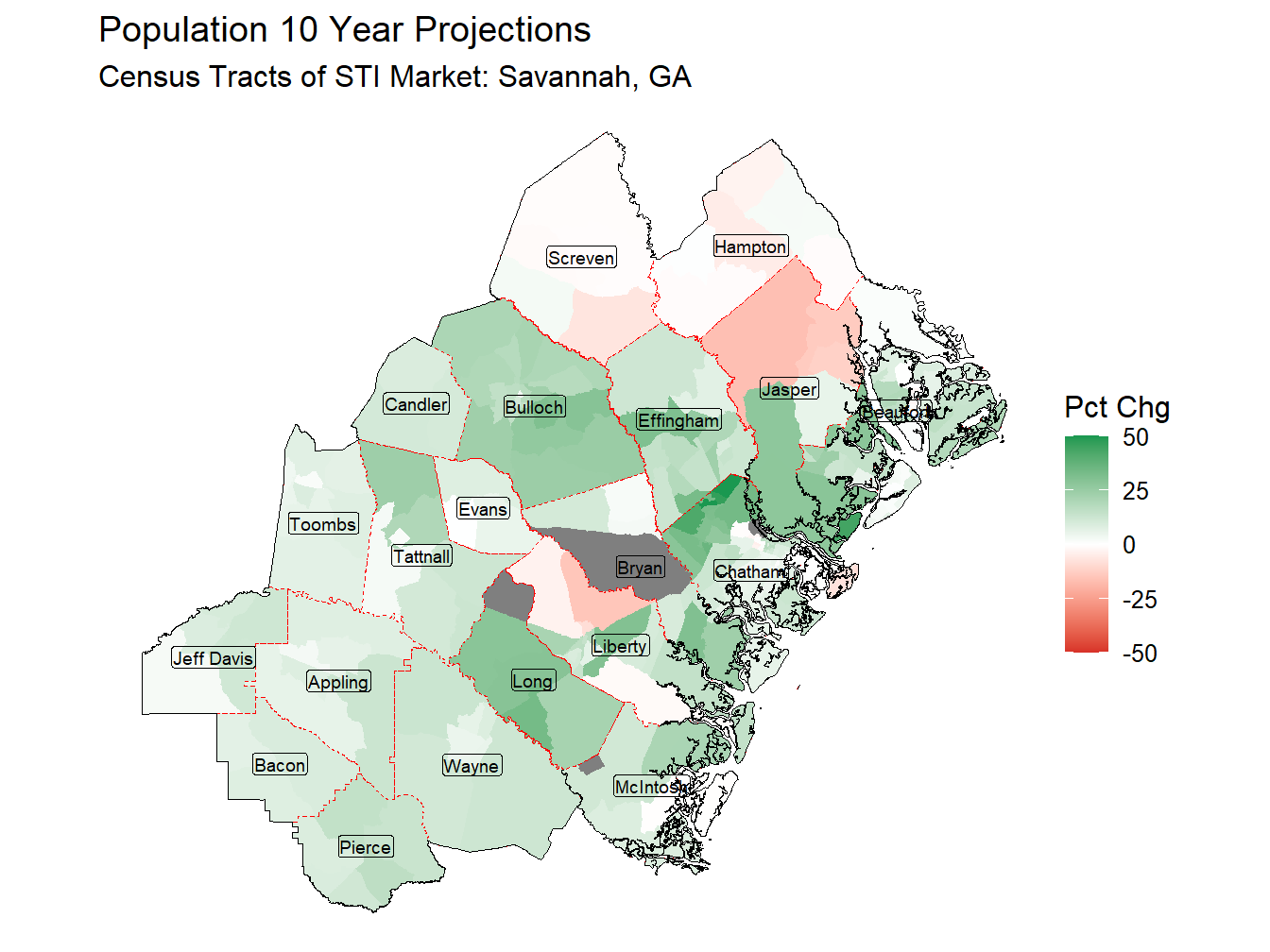 10 Year Percentage Change Thematic