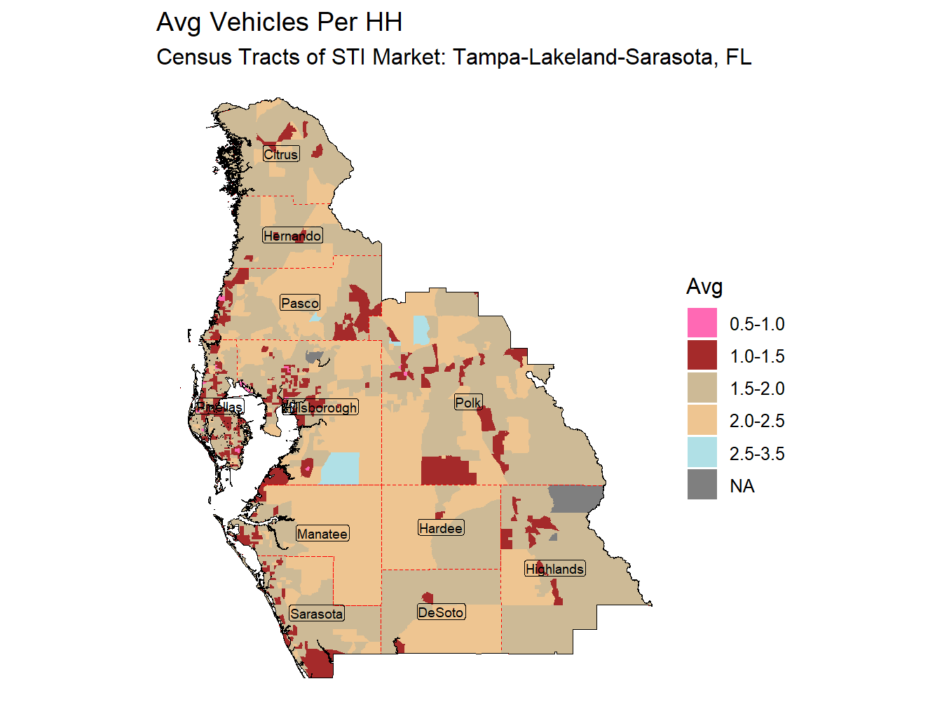 Avg Vehicles Per HH Thematic