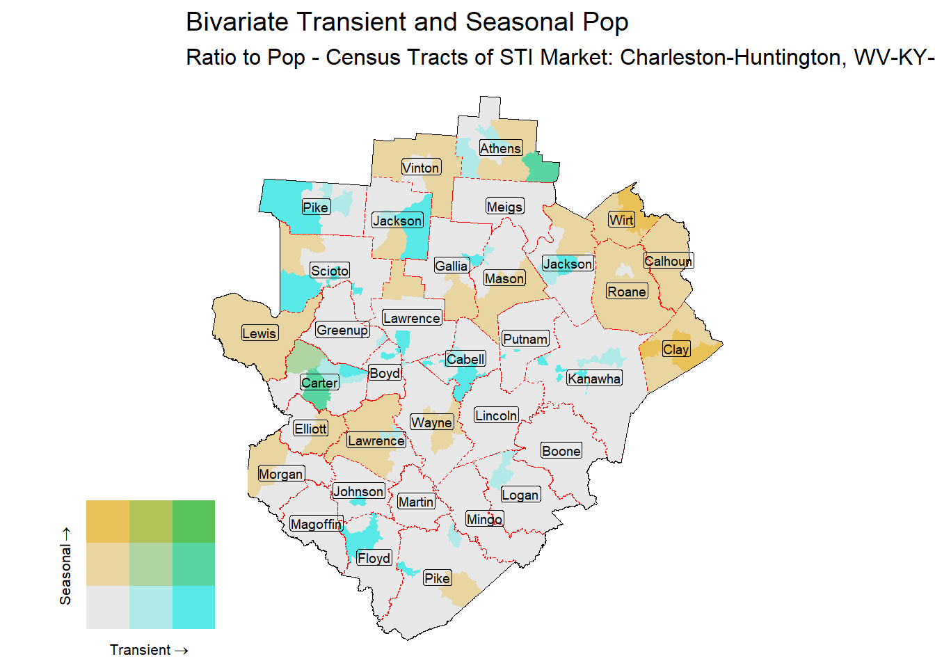 Bivariate Tematic of Seasonal & Transient Pop - Census Tract