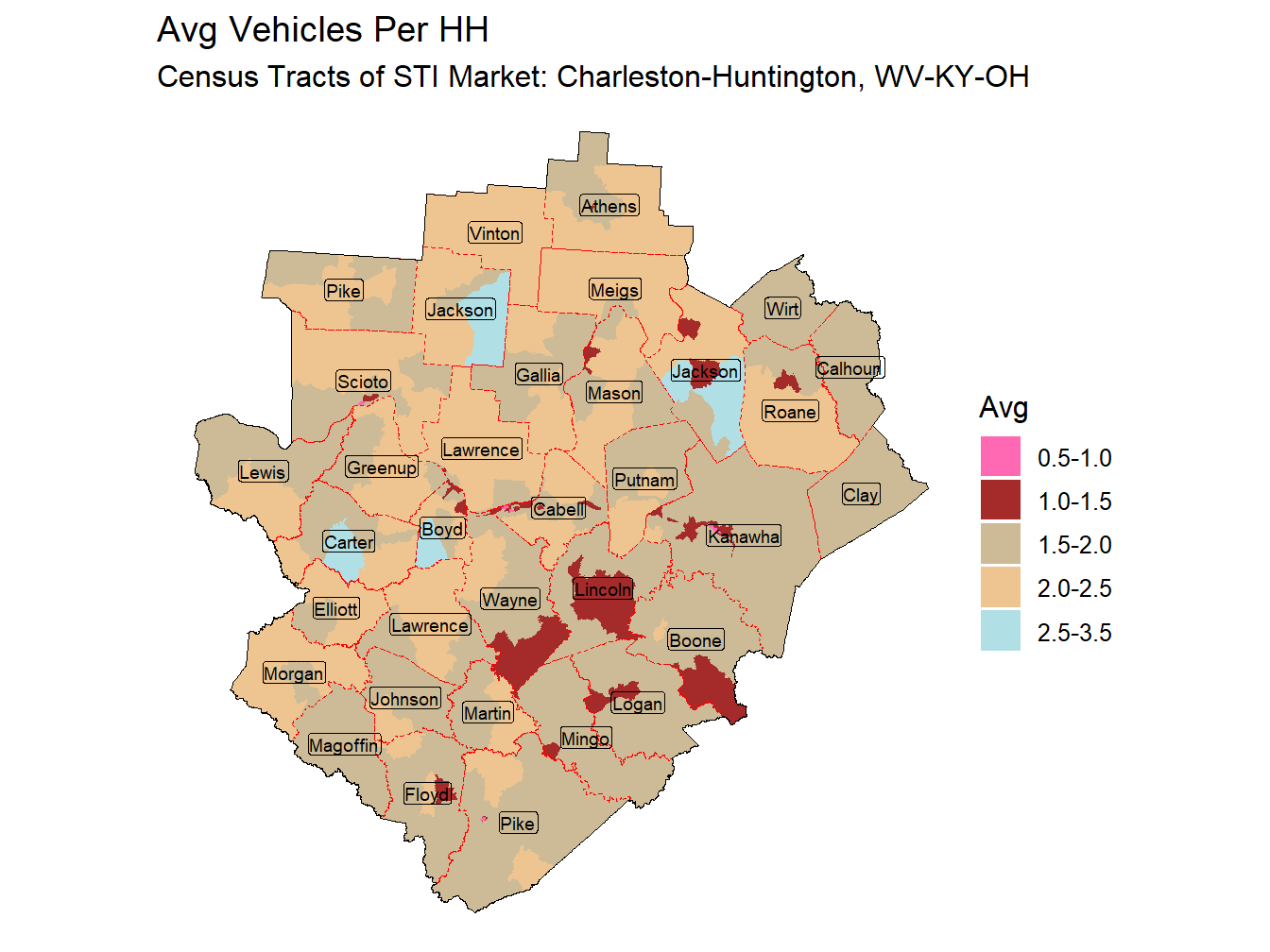 Avg Vehicles Per HH Thematic
