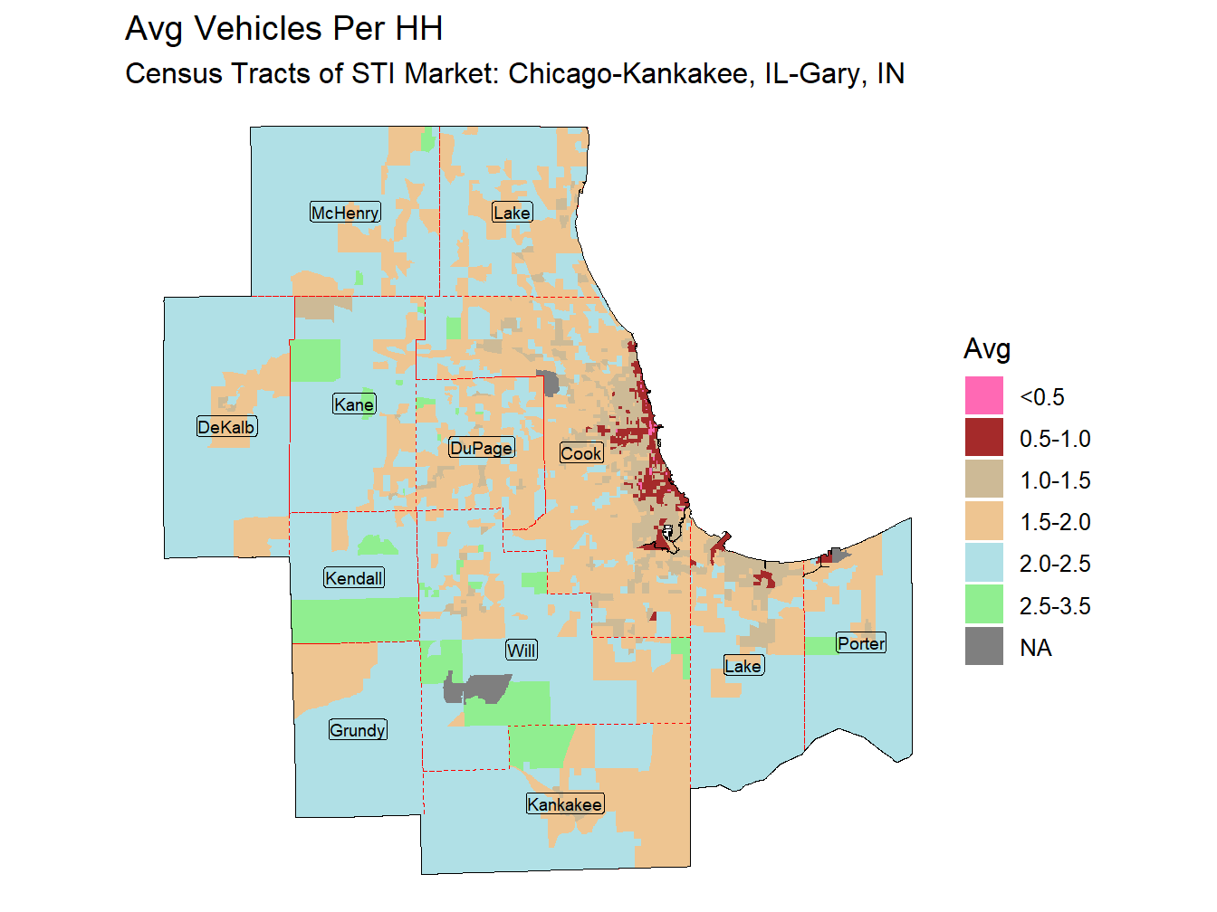 Avg Vehicles Per HH Thematic