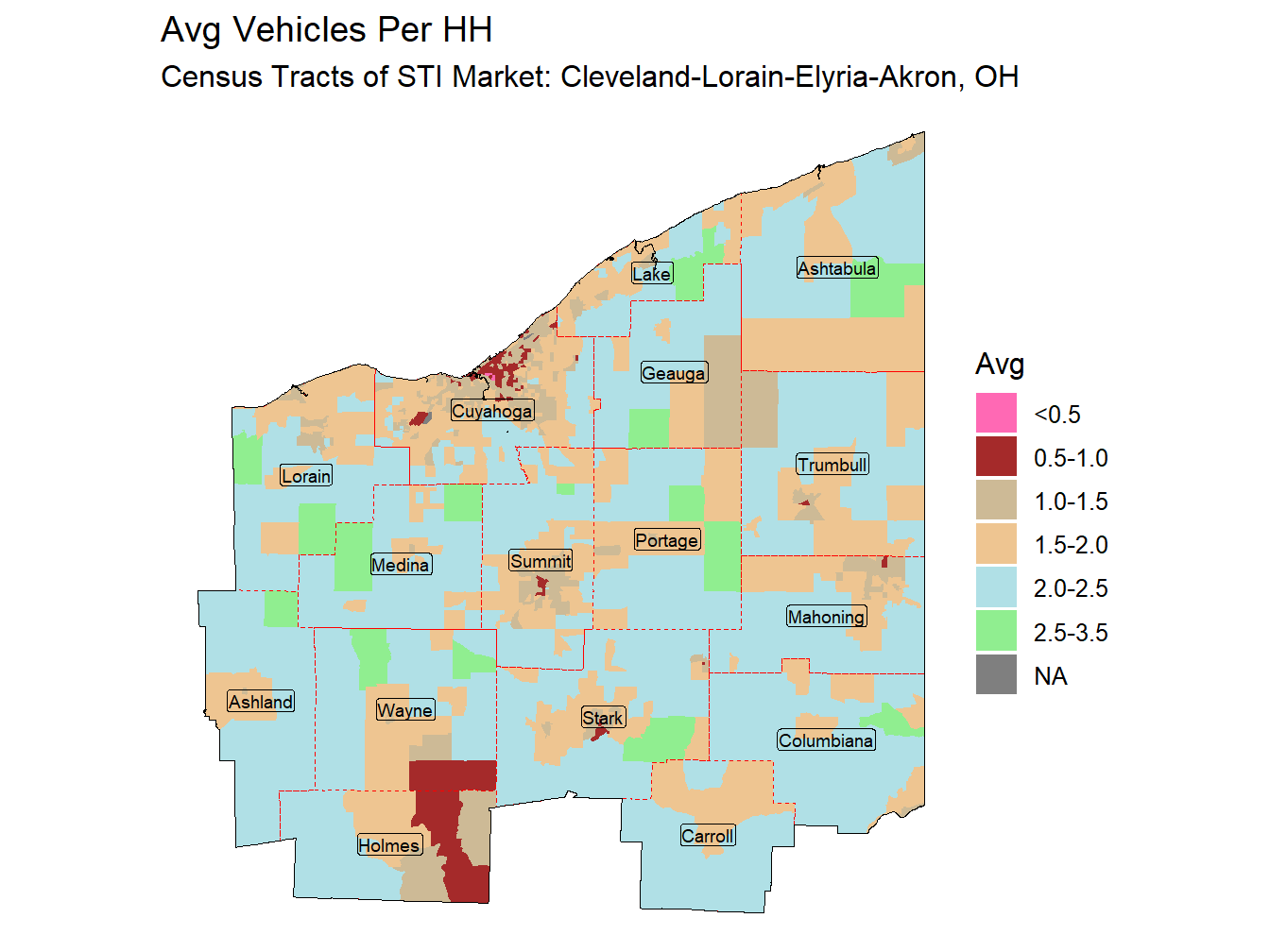 Avg Vehicles Per HH Thematic