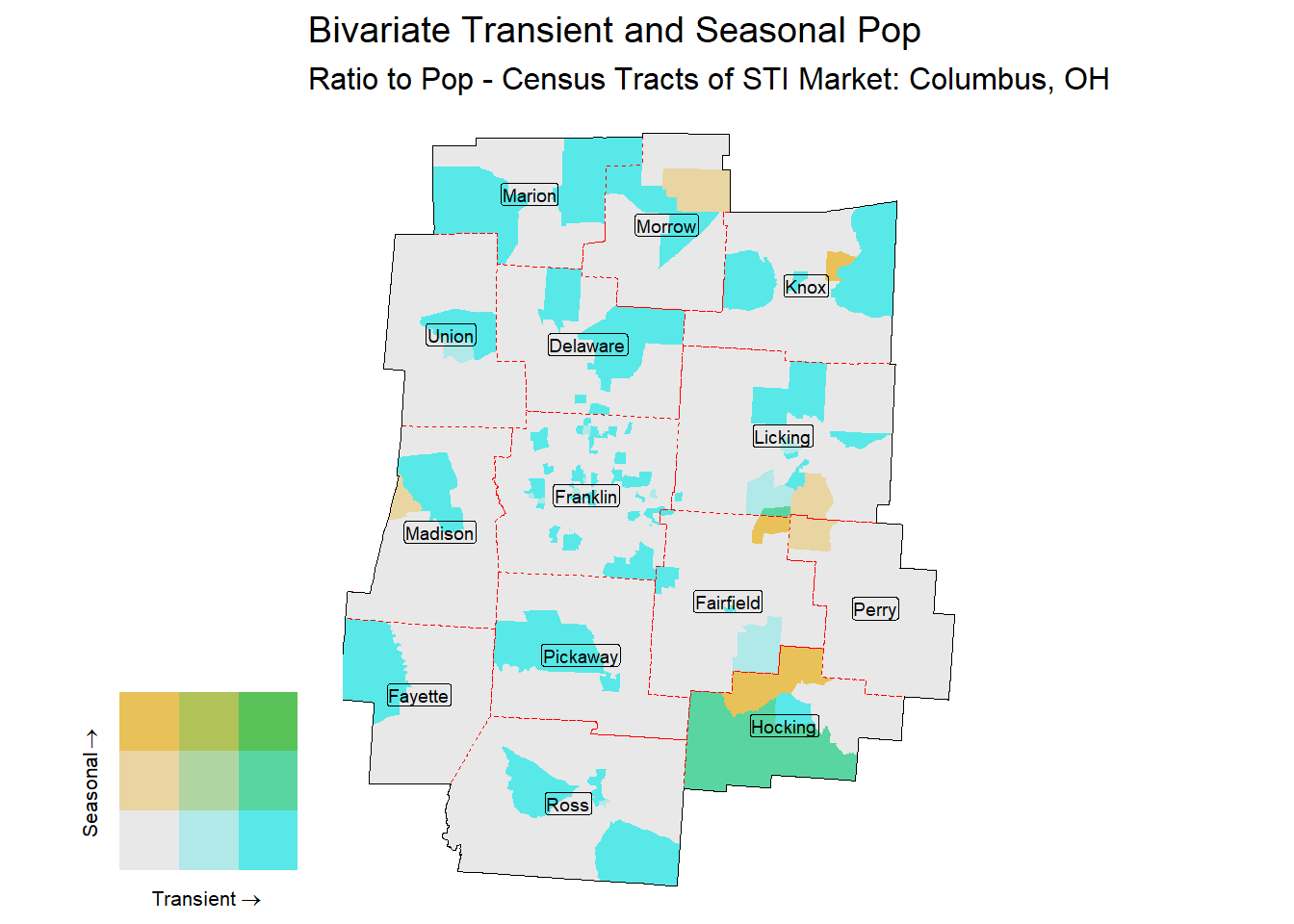 Bivariate Tematic of Seasonal & Transient Pop - Census Tract