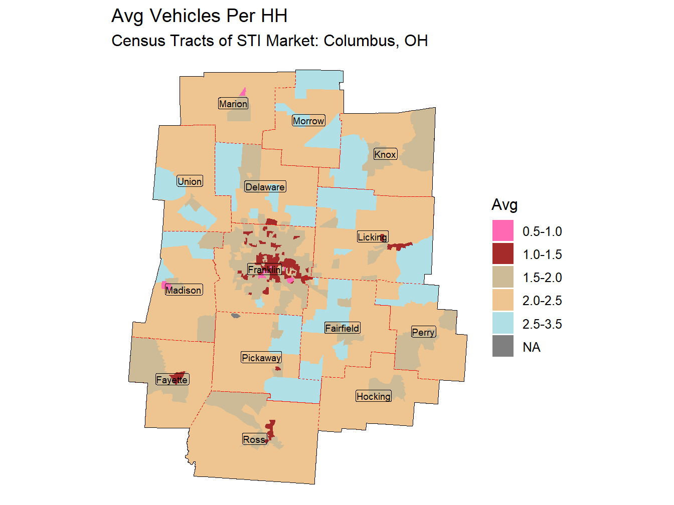 Avg Vehicles Per HH Thematic