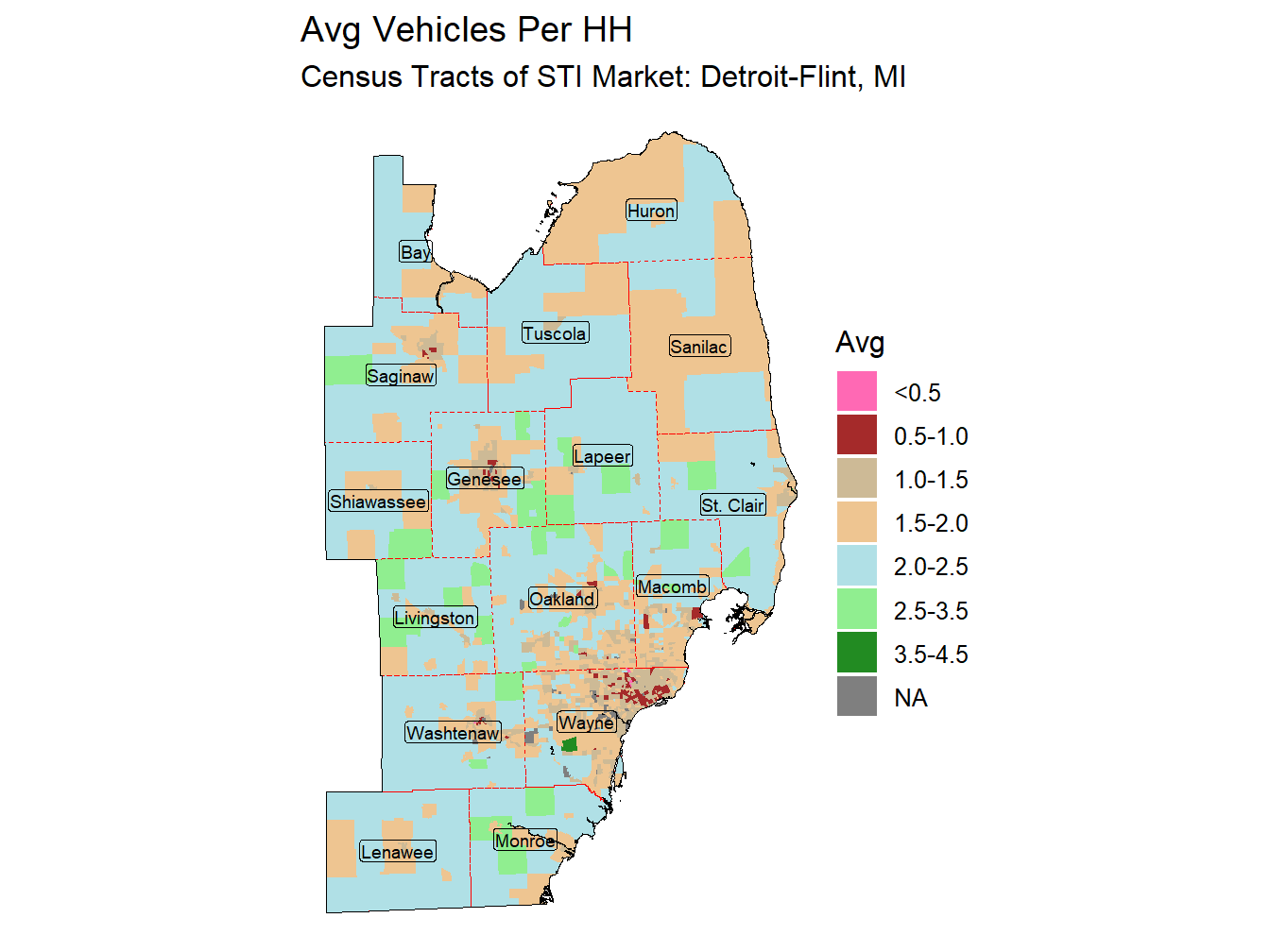 Avg Vehicles Per HH Thematic