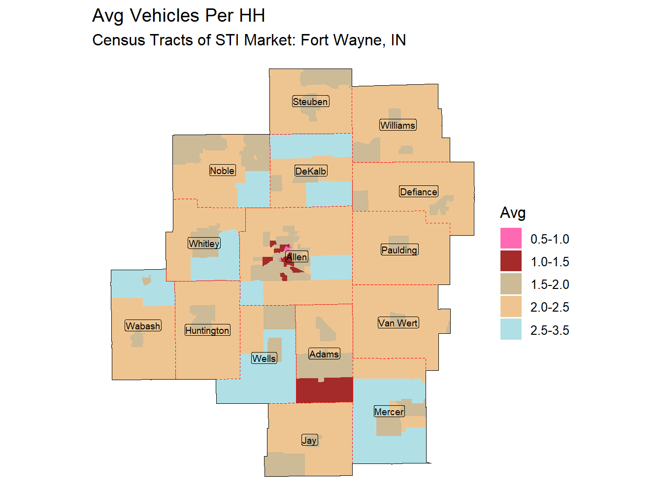 Avg Vehicles Per HH Thematic