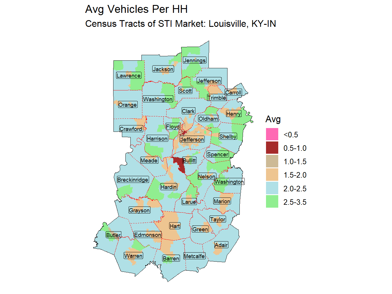 Avg Vehicles Per HH Thematic