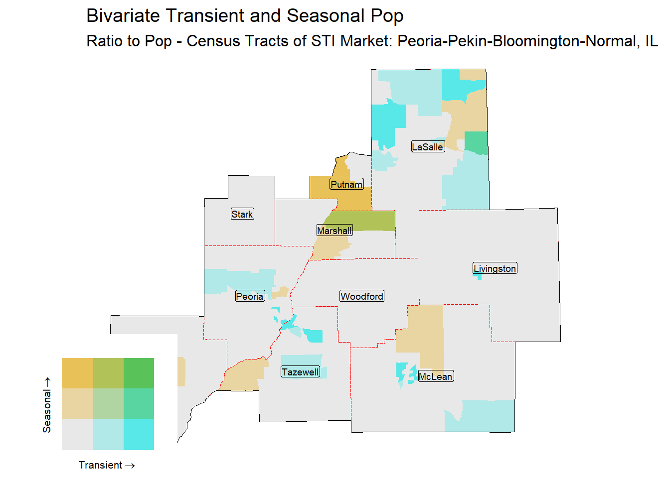 Bivariate Tematic of Seasonal & Transient Pop - Census Tract