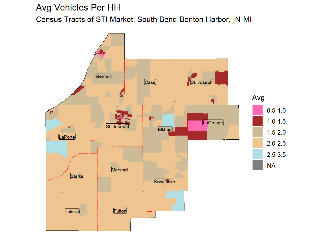 Avg Vehicles Per HH Thematic