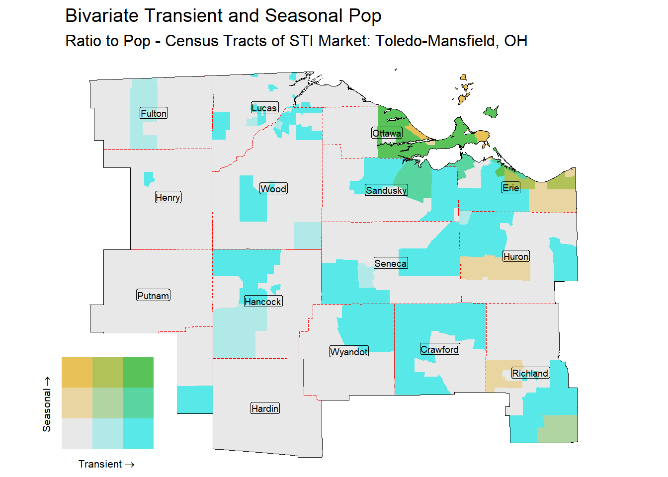 Bivariate Tematic of Seasonal & Transient Pop - Census Tract