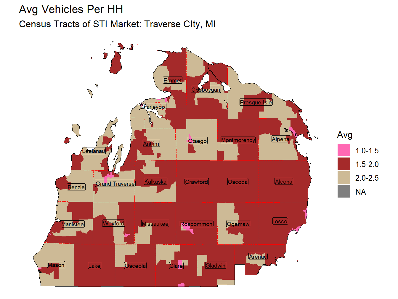 Avg Vehicles Per HH Thematic