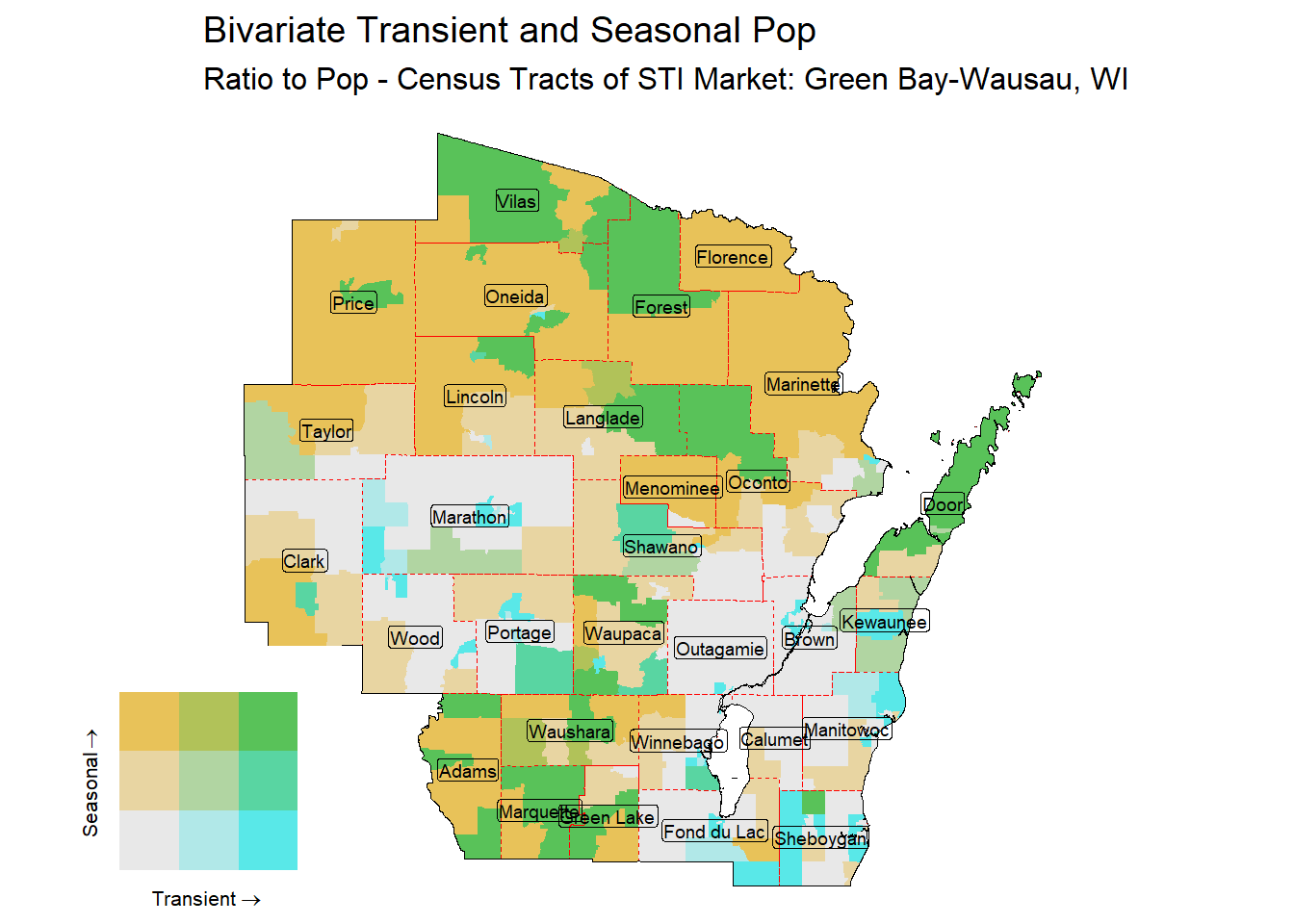 Bivariate Tematic of Seasonal & Transient Pop - Census Tract