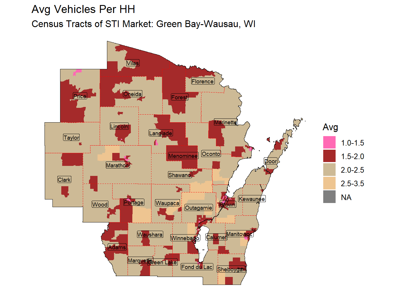 Avg Vehicles Per HH Thematic
