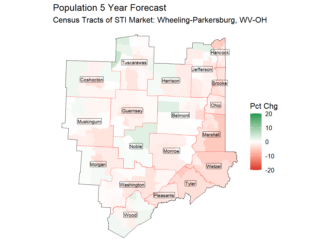 Popstats Population Forecast | Wheeling-Parkersburg, WV-OH