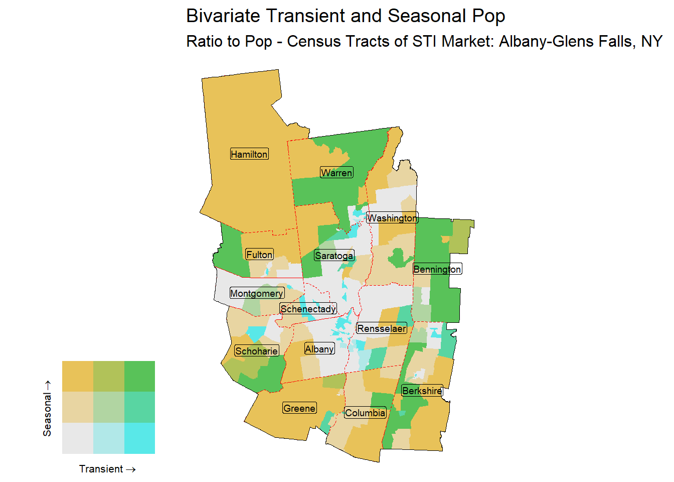 Bivariate Tematic of Seasonal & Transient Pop - Census Tract