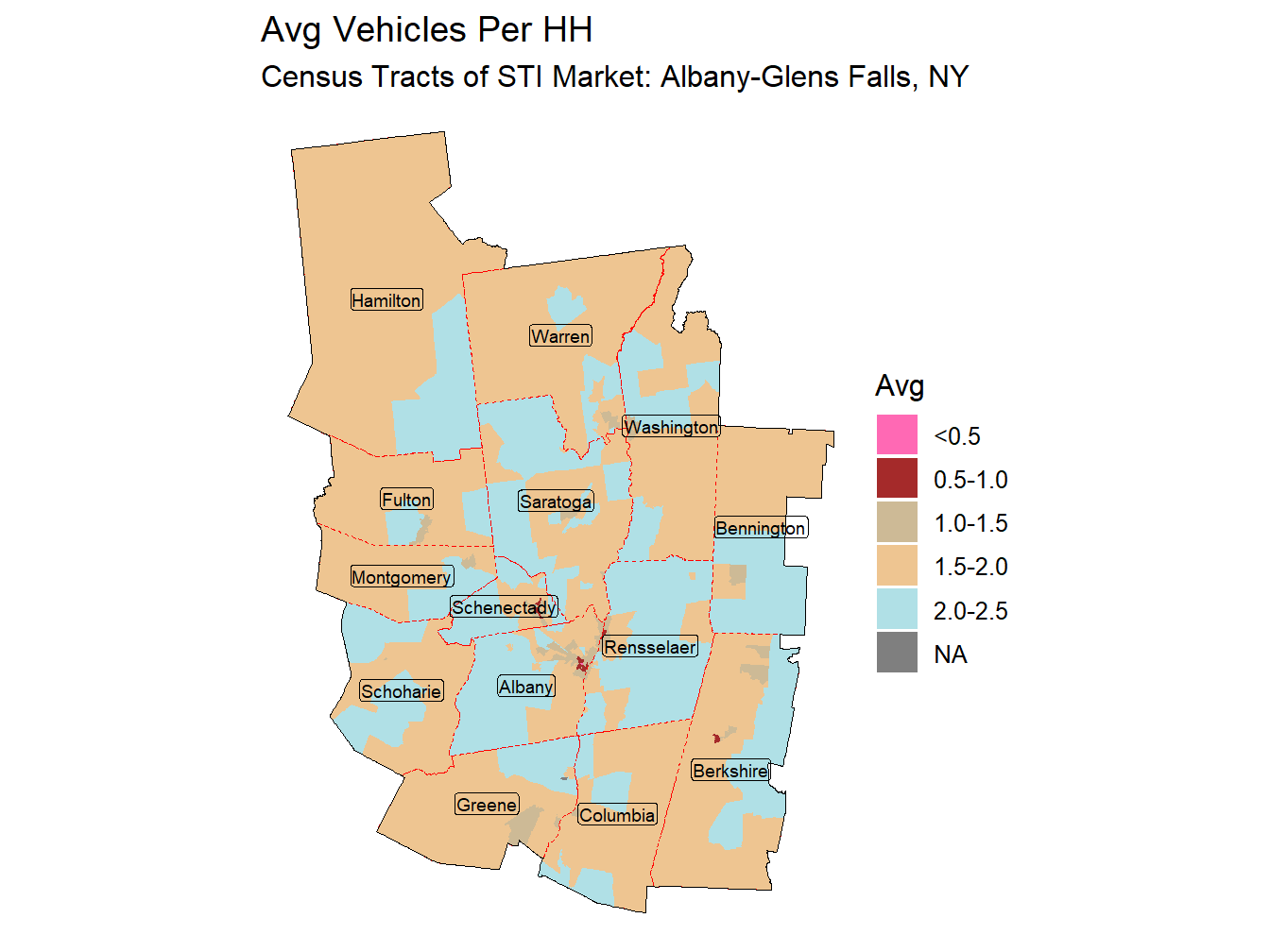 Avg Vehicles Per HH Thematic