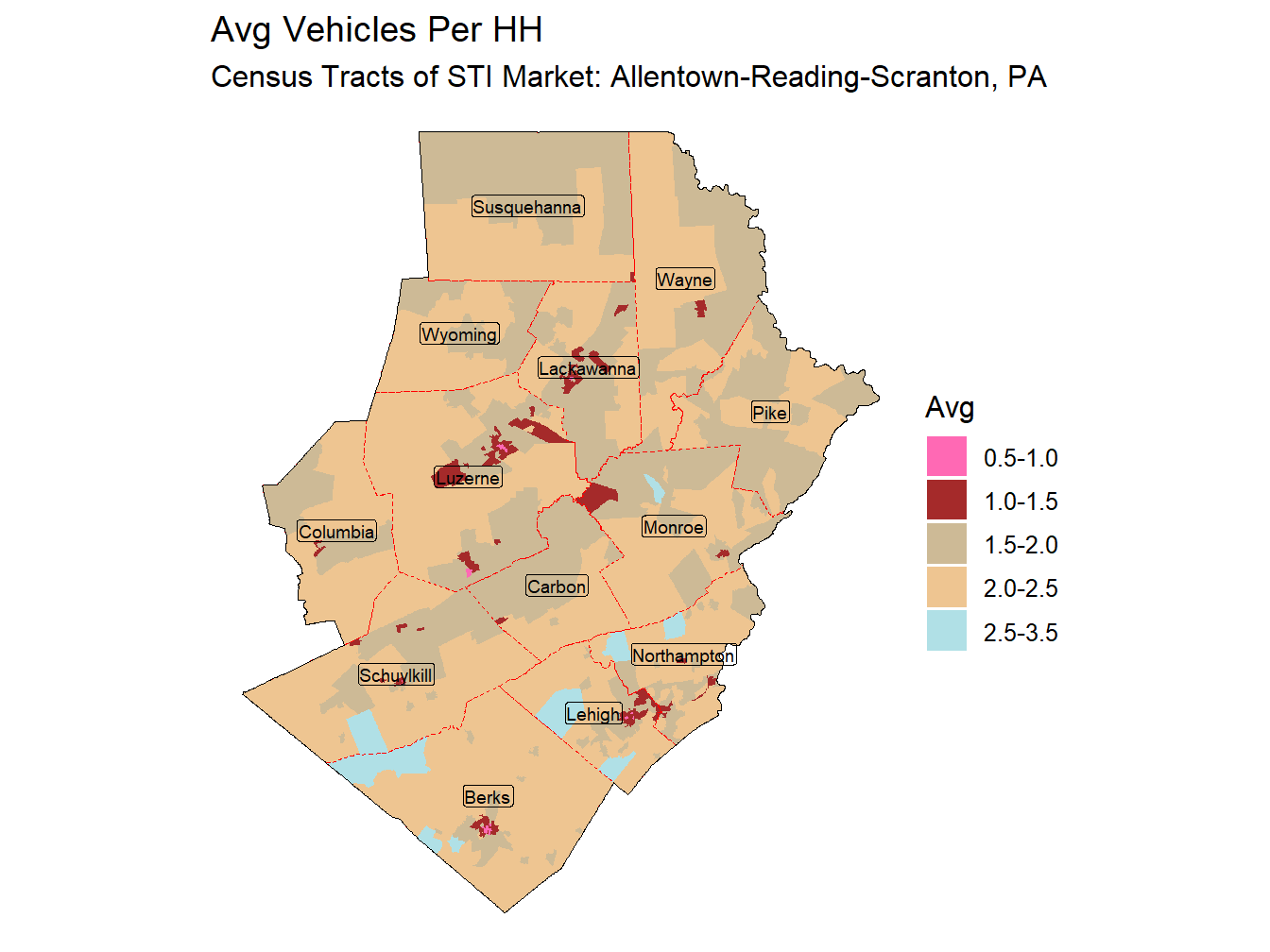 Avg Vehicles Per HH Thematic