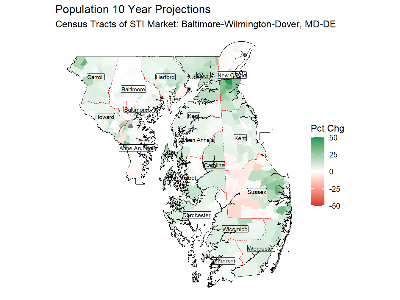 10 Year Percentage Change Thematic