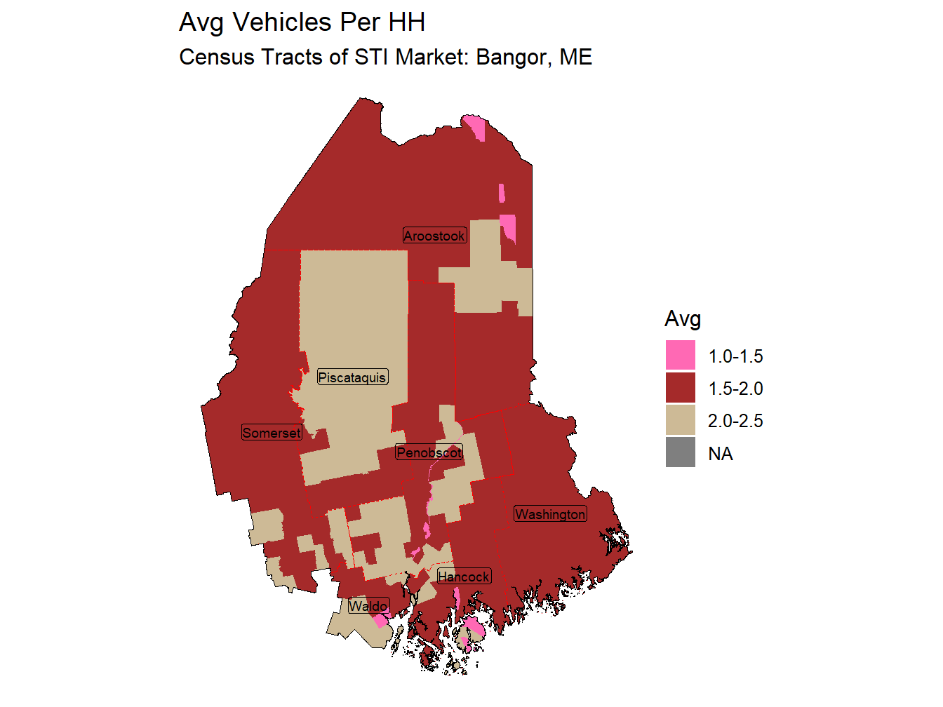 Avg Vehicles Per HH Thematic