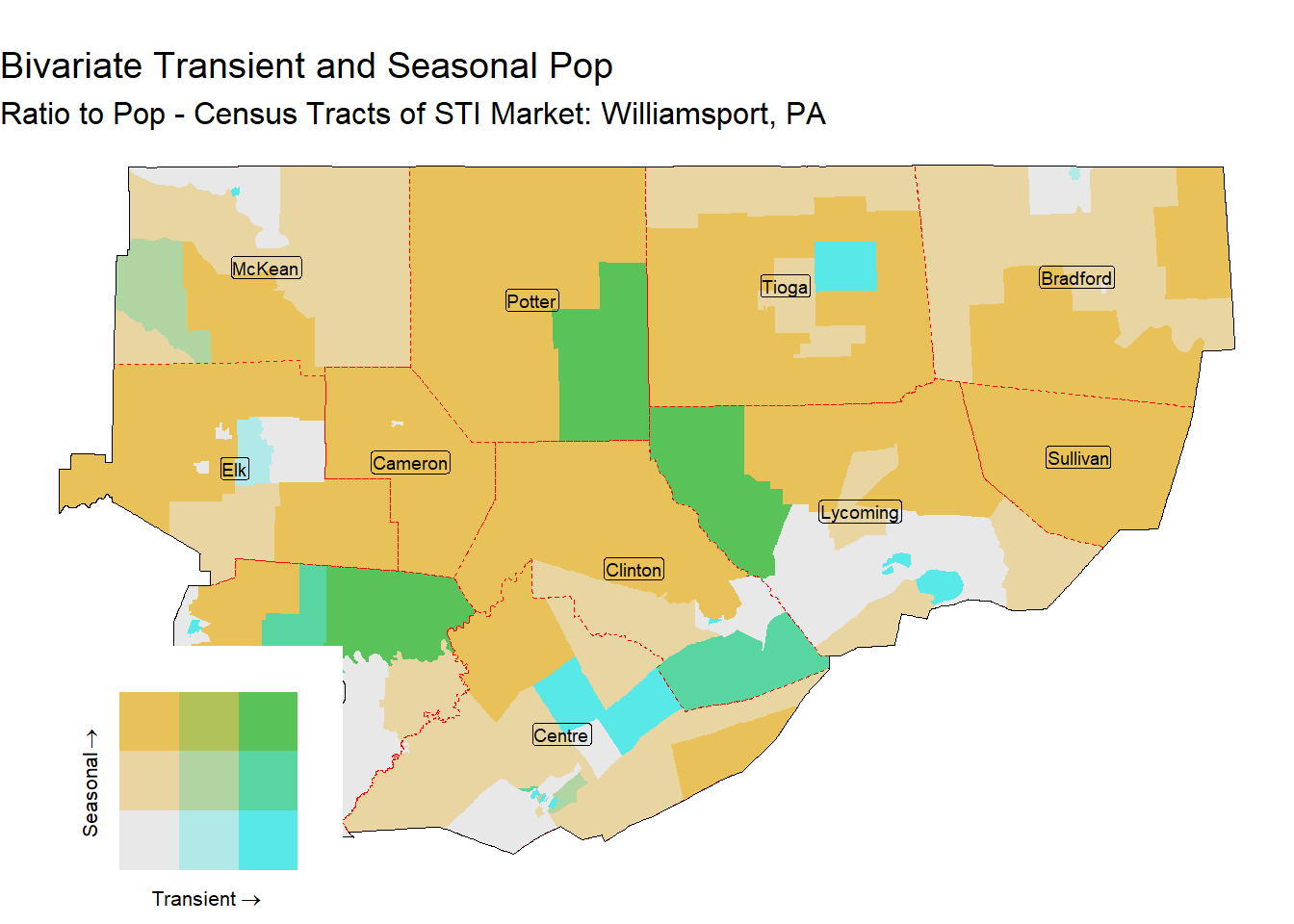 Bivariate Tematic of Seasonal & Transient Pop - Census Tract