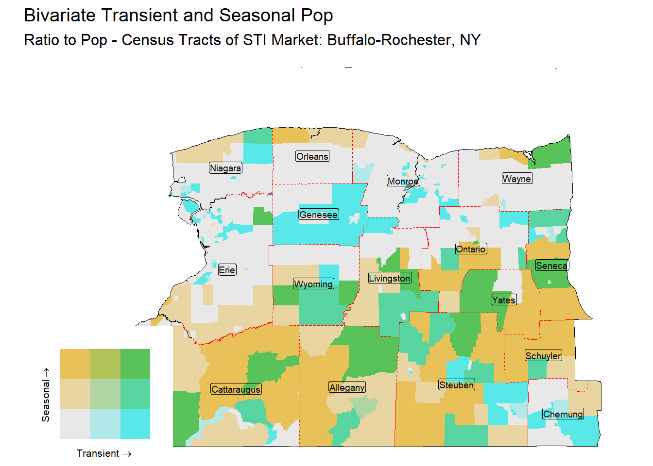 Bivariate Tematic of Seasonal & Transient Pop - Census Tract