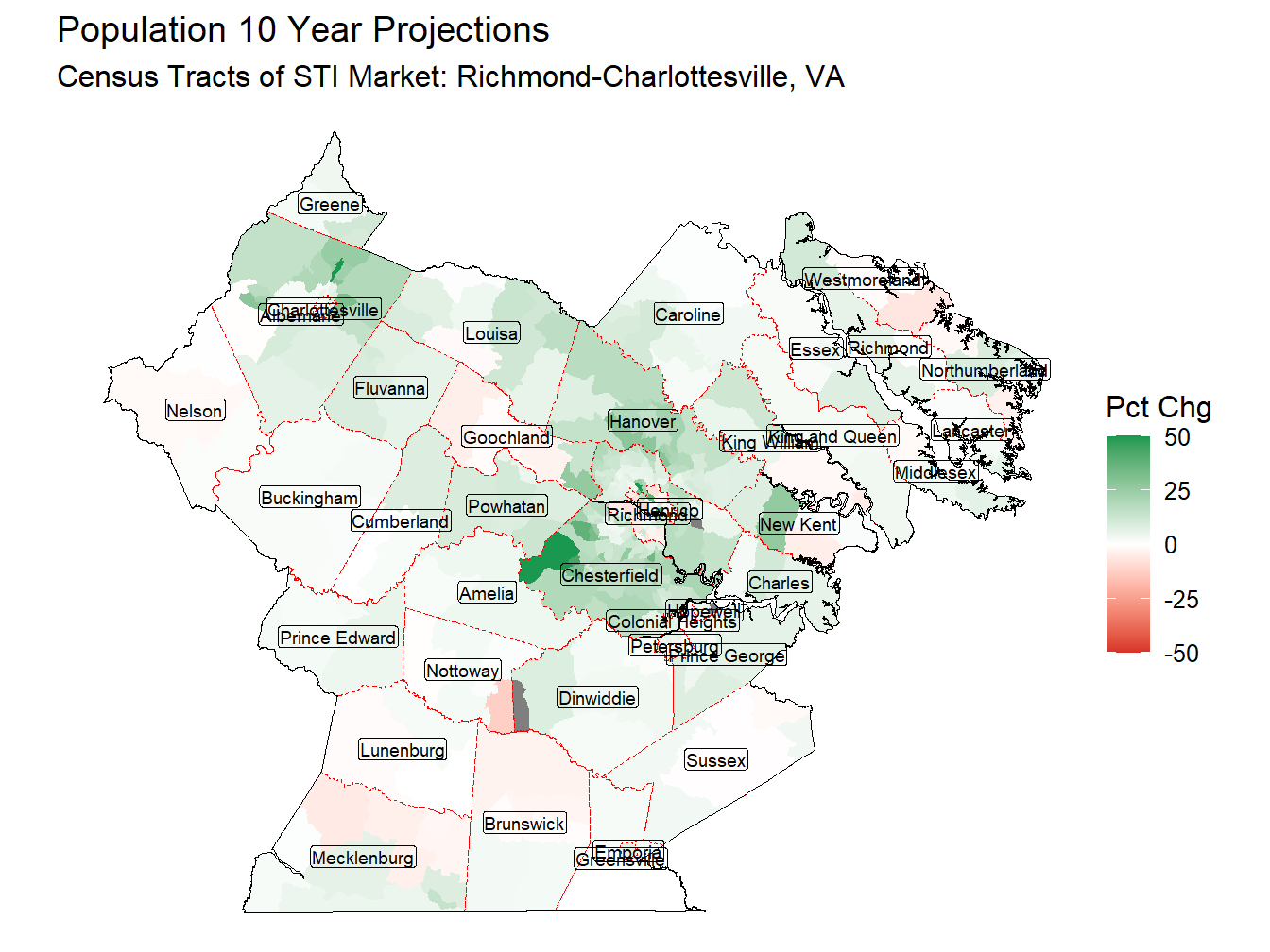 10 Year Percentage Change Thematic