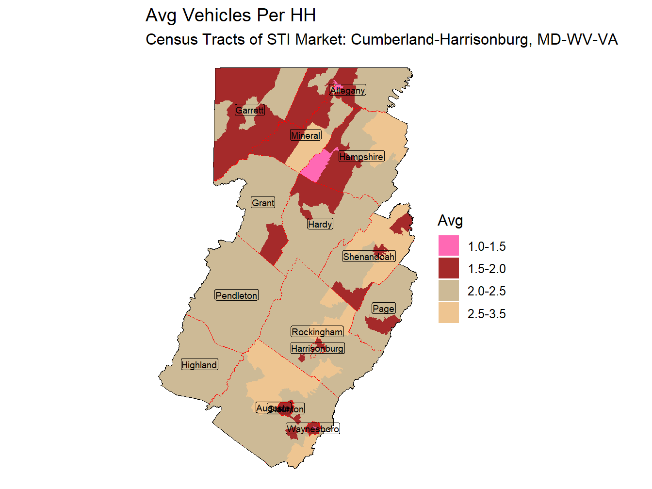 Avg Vehicles Per HH Thematic