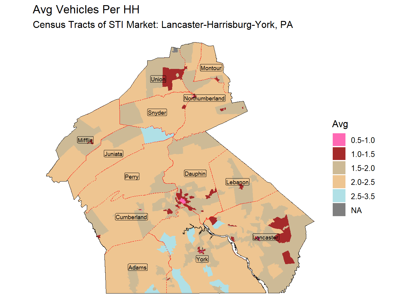 Avg Vehicles Per HH Thematic