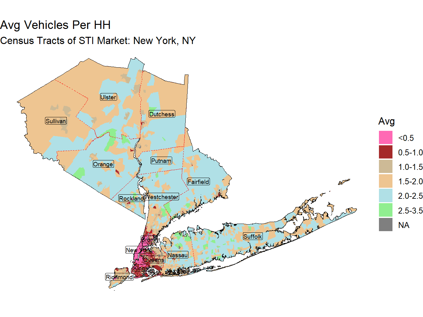Avg Vehicles Per HH Thematic