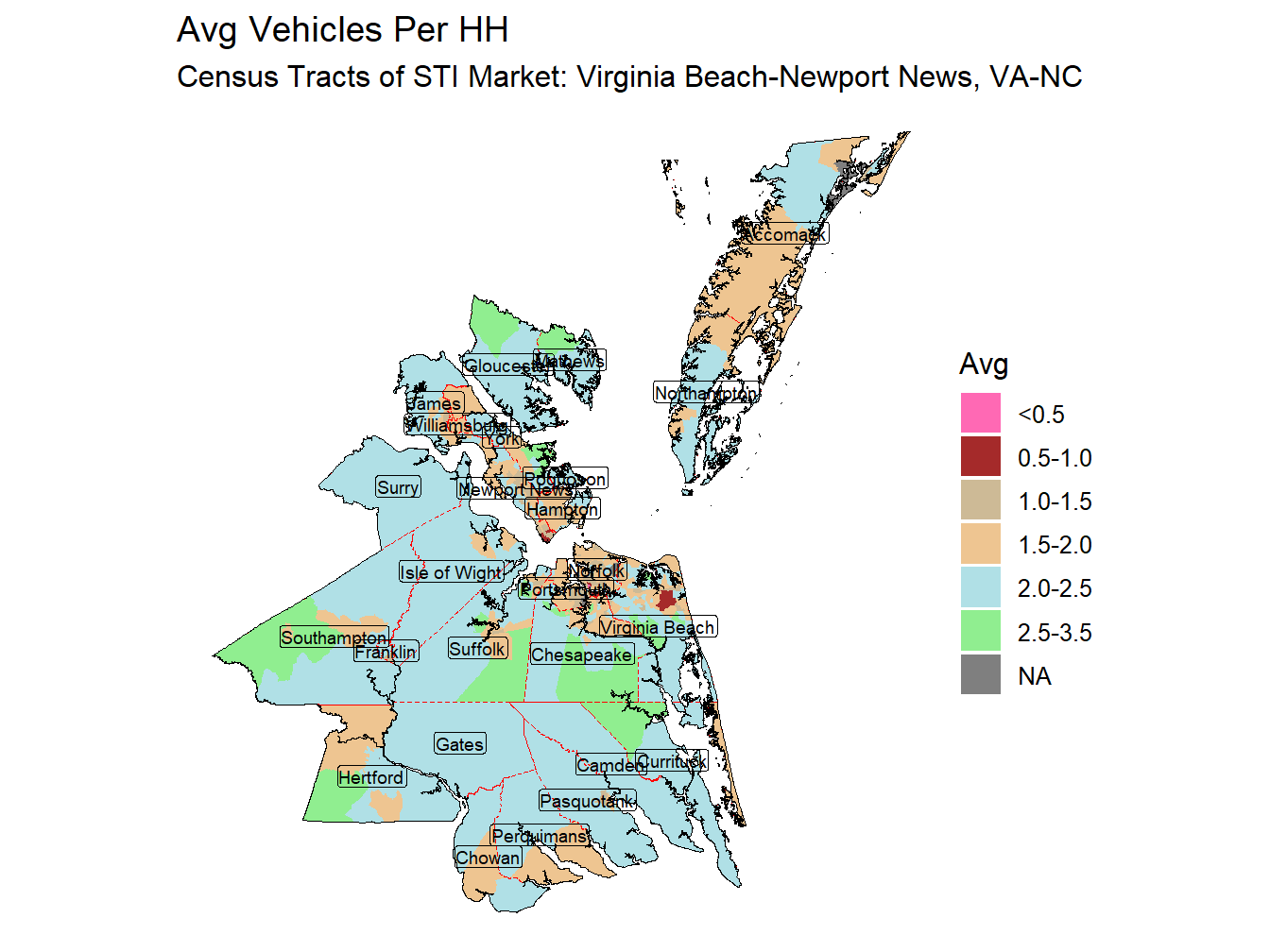 Avg Vehicles Per HH Thematic