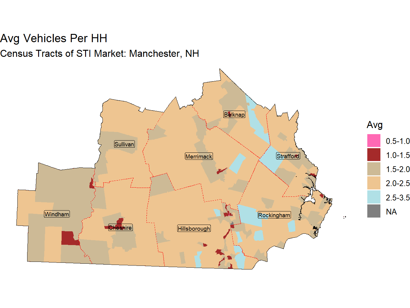 Avg Vehicles Per HH Thematic