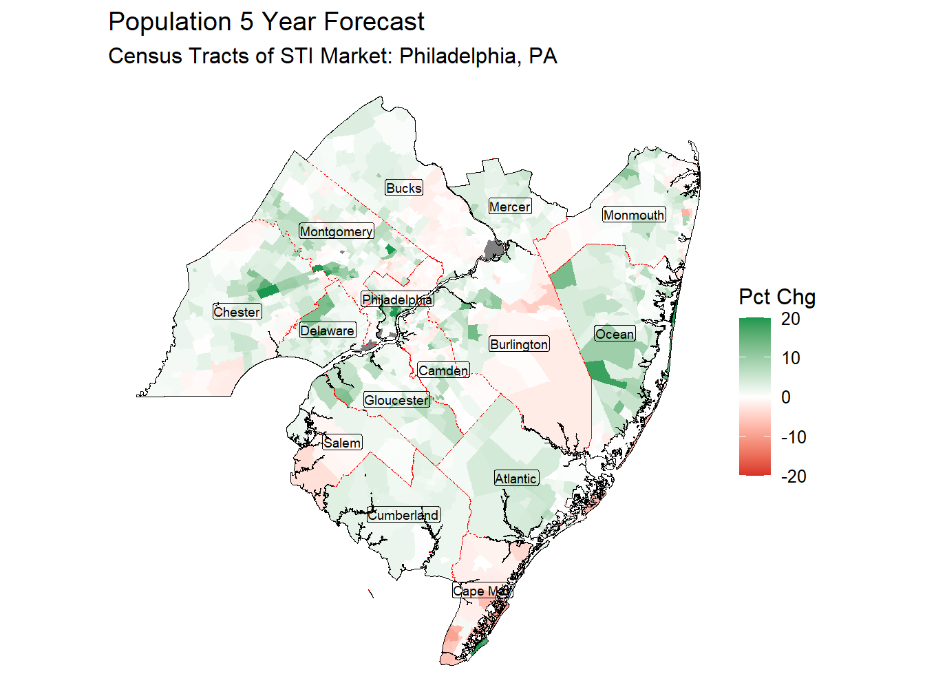 5 Year Percentage Change Thematic