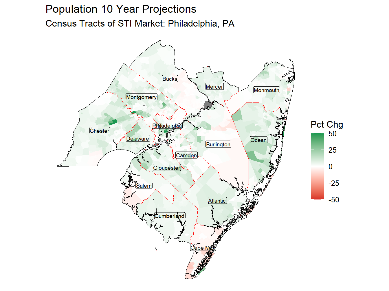10 Year Percentage Change Thematic