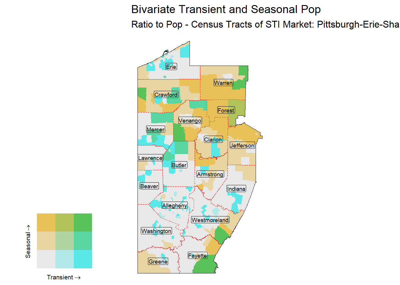Bivariate Tematic of Seasonal & Transient Pop - Census Tract