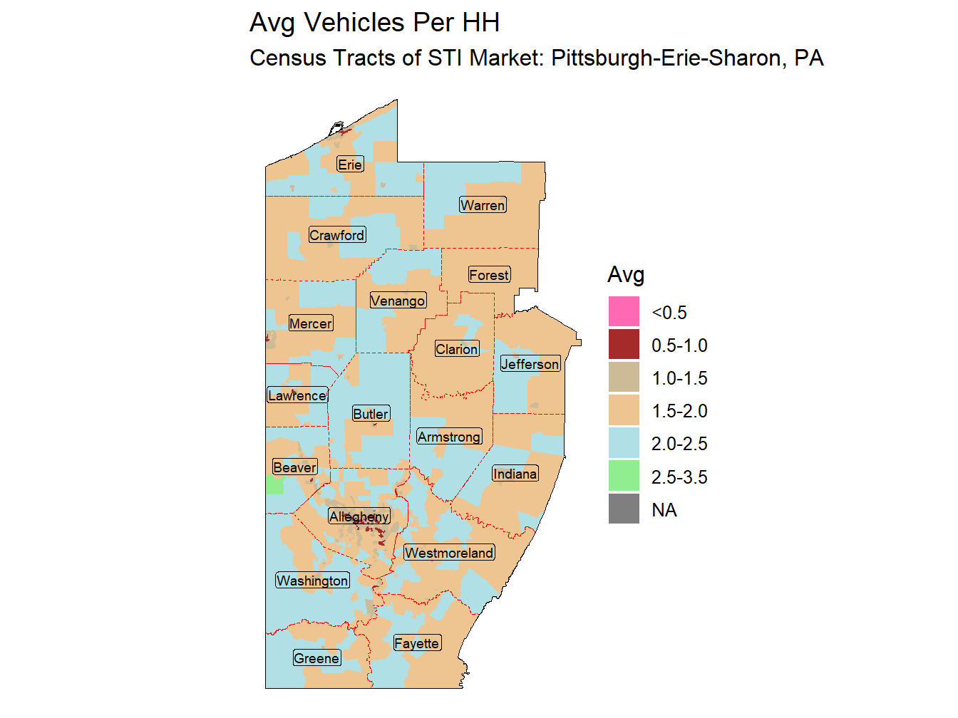 Avg Vehicles Per HH Thematic