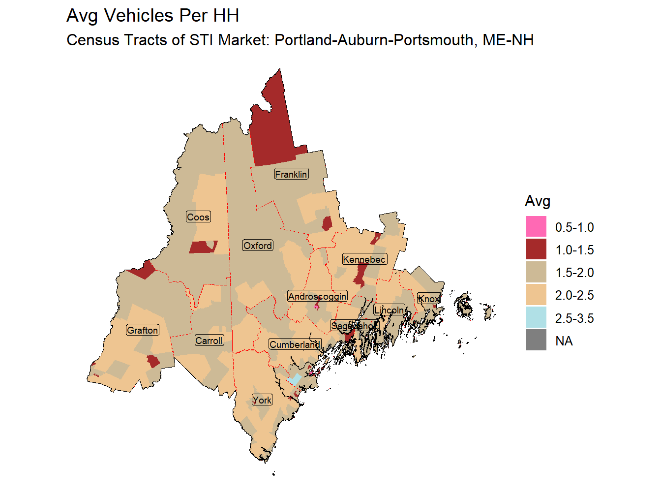 Avg Vehicles Per HH Thematic