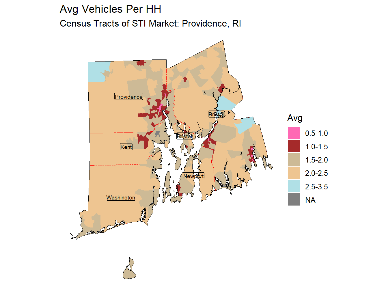 Avg Vehicles Per HH Thematic