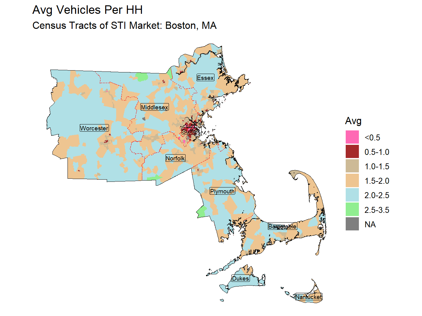Avg Vehicles Per HH Thematic