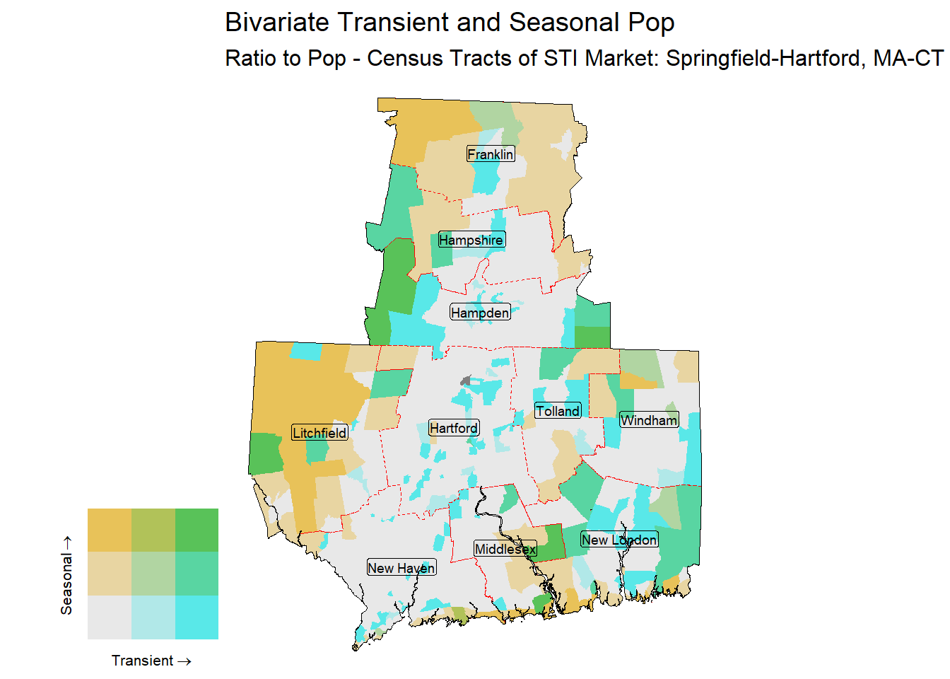 Bivariate Tematic of Seasonal & Transient Pop - Census Tract