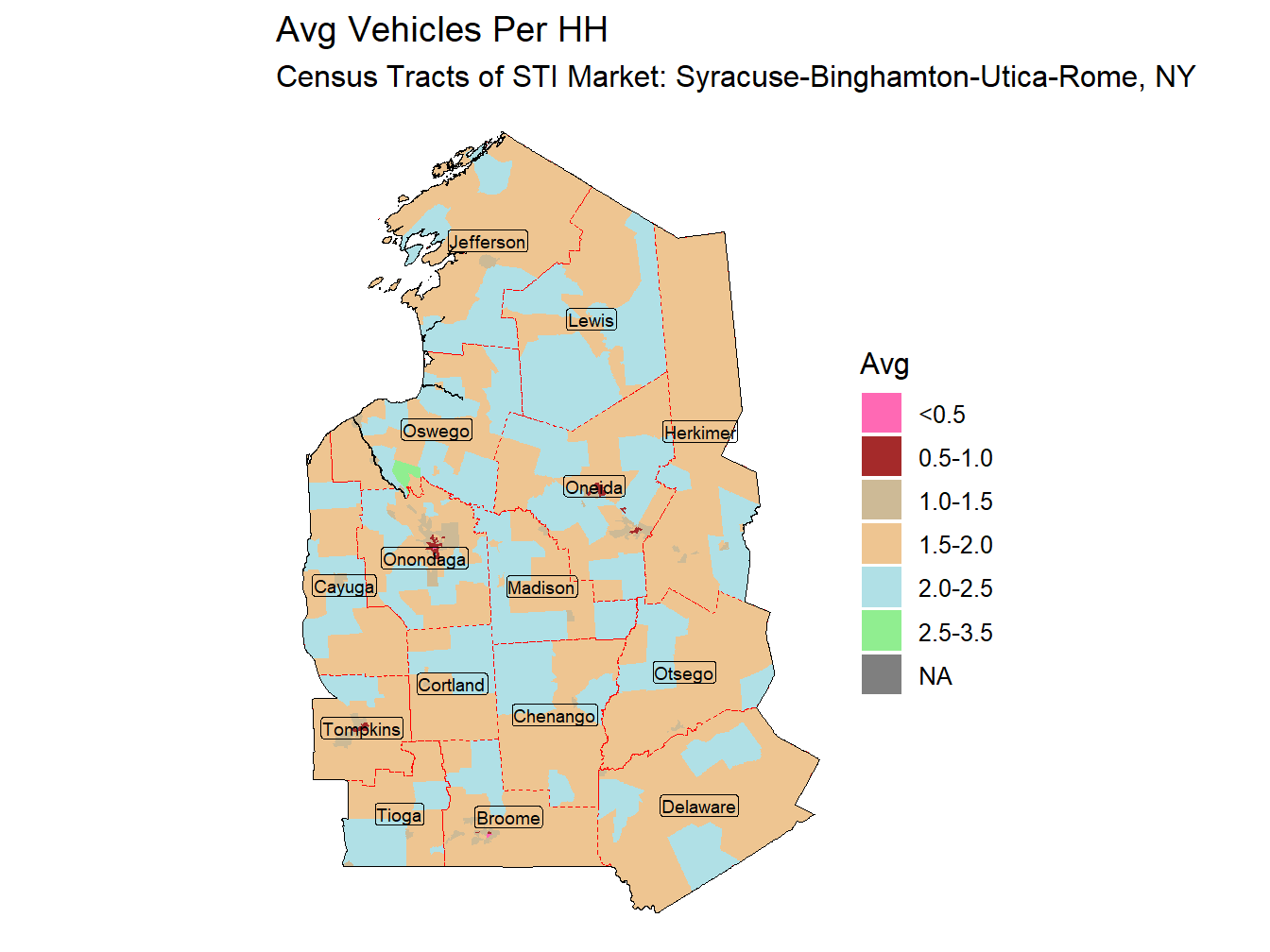 Avg Vehicles Per HH Thematic