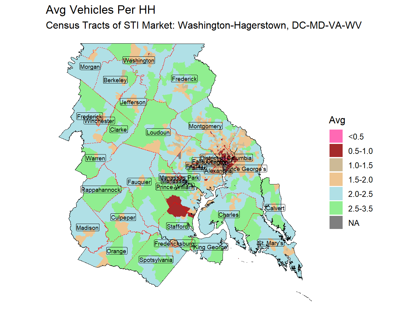 Avg Vehicles Per HH Thematic